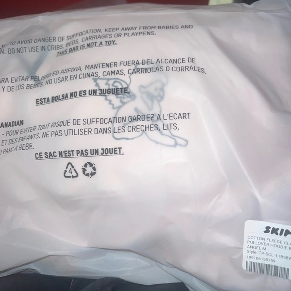 SKIMS BARELY PINK ANGEL SKETCH COTTON CLASSIC HOODIE - Picture 4 of 5